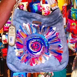 TRIBAL FEATHER CROSSBODY UNIQUE  ART-TO-WEAR HANDBAG /SHOULDER BAG  NWT